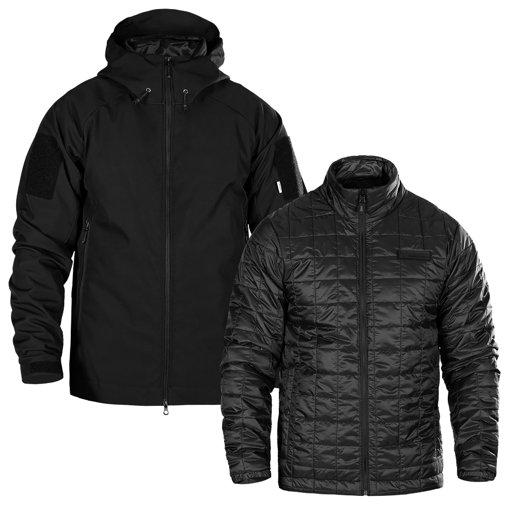 2-in-1 Set SoftShell Jacket with Liner Black