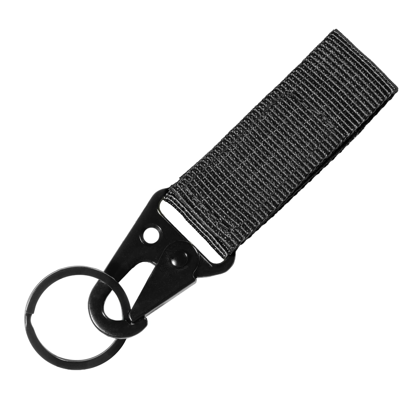 Carabiner with Lanyard and Ring Black