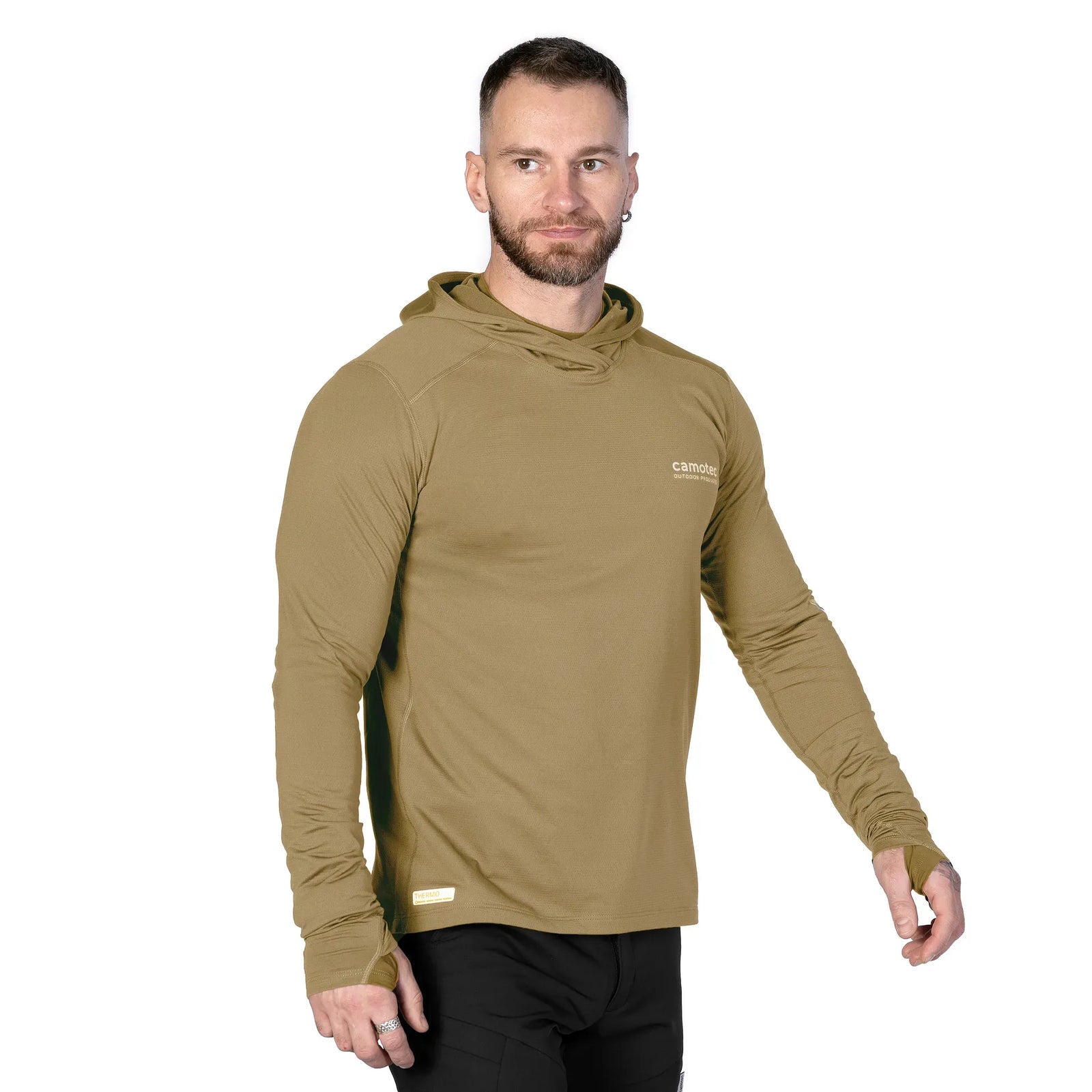 Longsleeve Chiton Hood 2.0 CoolPass ThermoGrid Tan