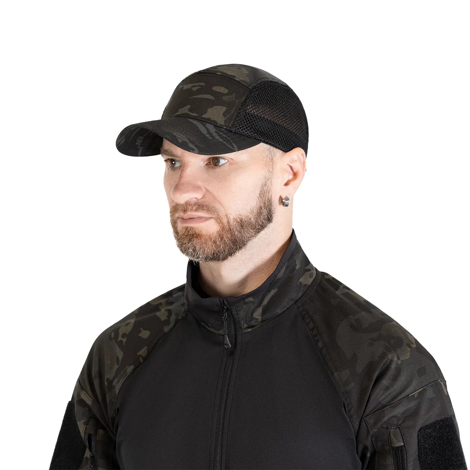 5-Panel Mesh Twill Black Multicam Baseball Cap