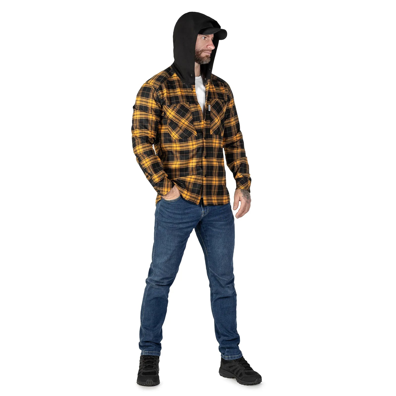 Hooded Shirt "Vector" Orange/Black