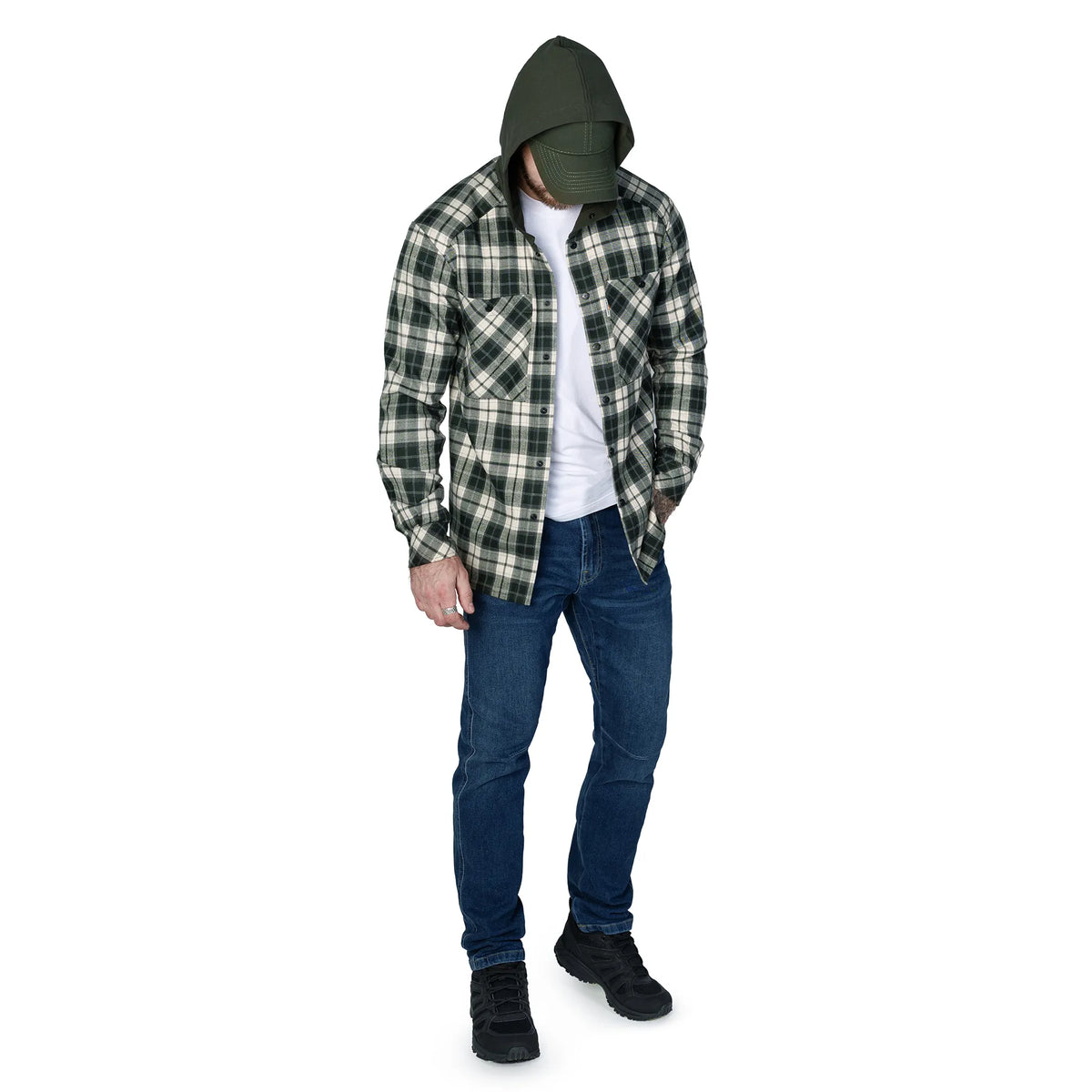 Hoodie "Vector" Olive/White