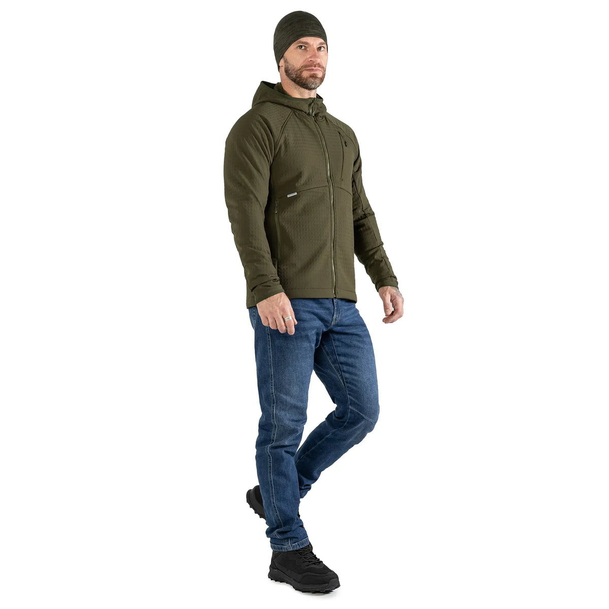 Jacket Plast Hood Gridshell Olive