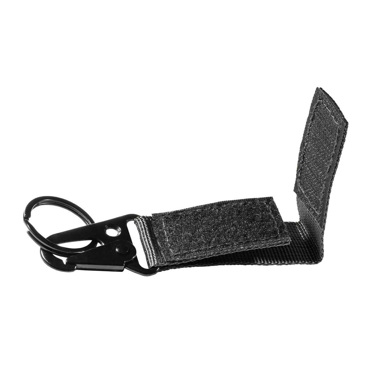 Carabiner with Lanyard and Ring Black