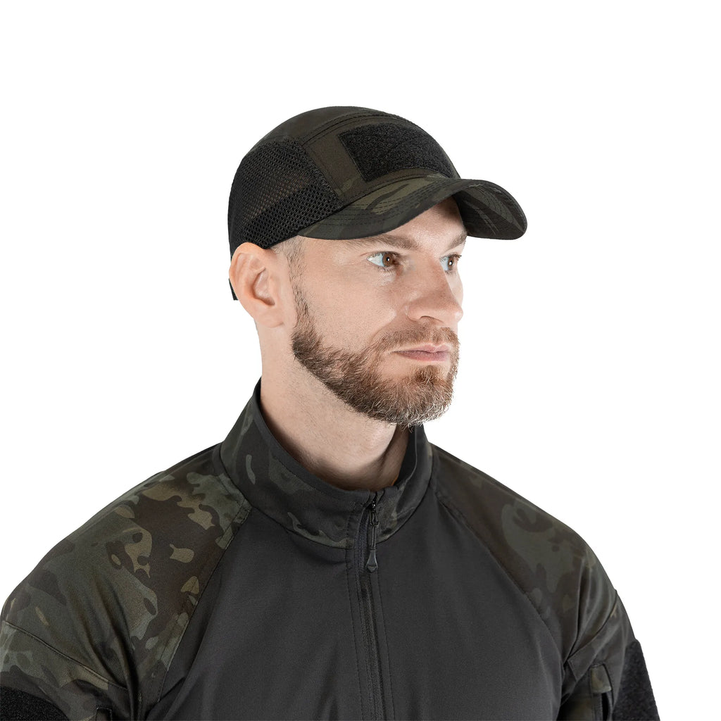Baseball Cap 5Panel Mesh Tactic Twill Black Multicam