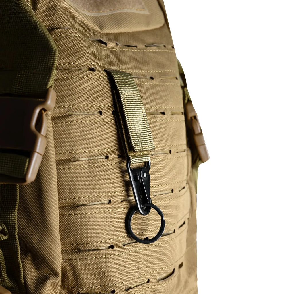 Carabiner with Retainer and Ring Coyote