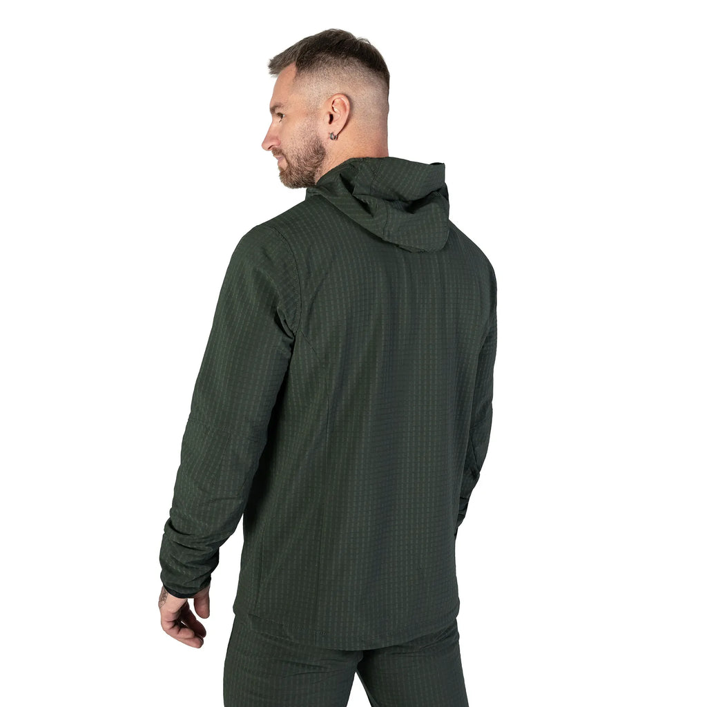 Lightweight Fleece Jacket TechGrid Hood Olive