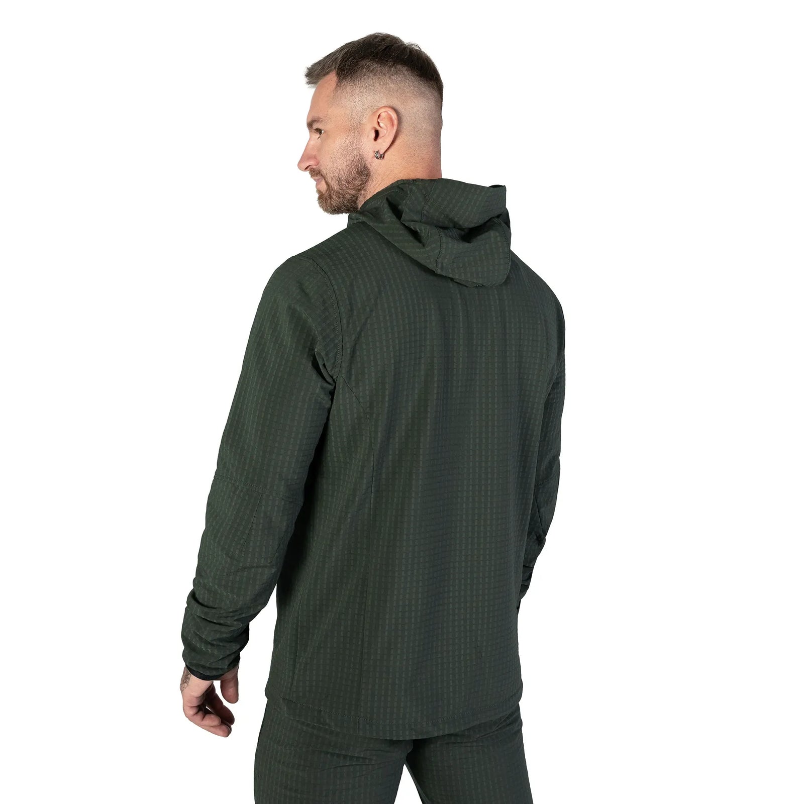 Lightweight Fleece Jacket TechGrid Hood Olive