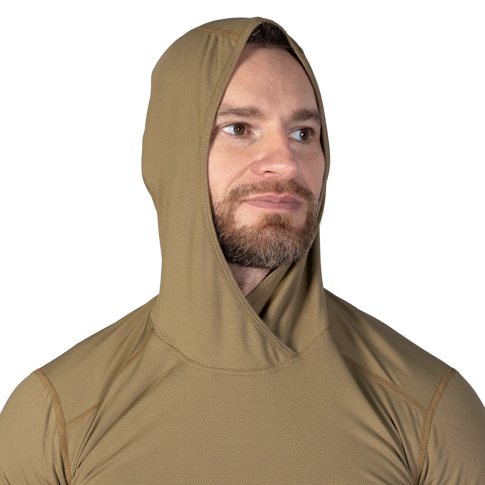 Longsleeve Chiton Hood 2.0 CoolPass ThermoGrid Tan