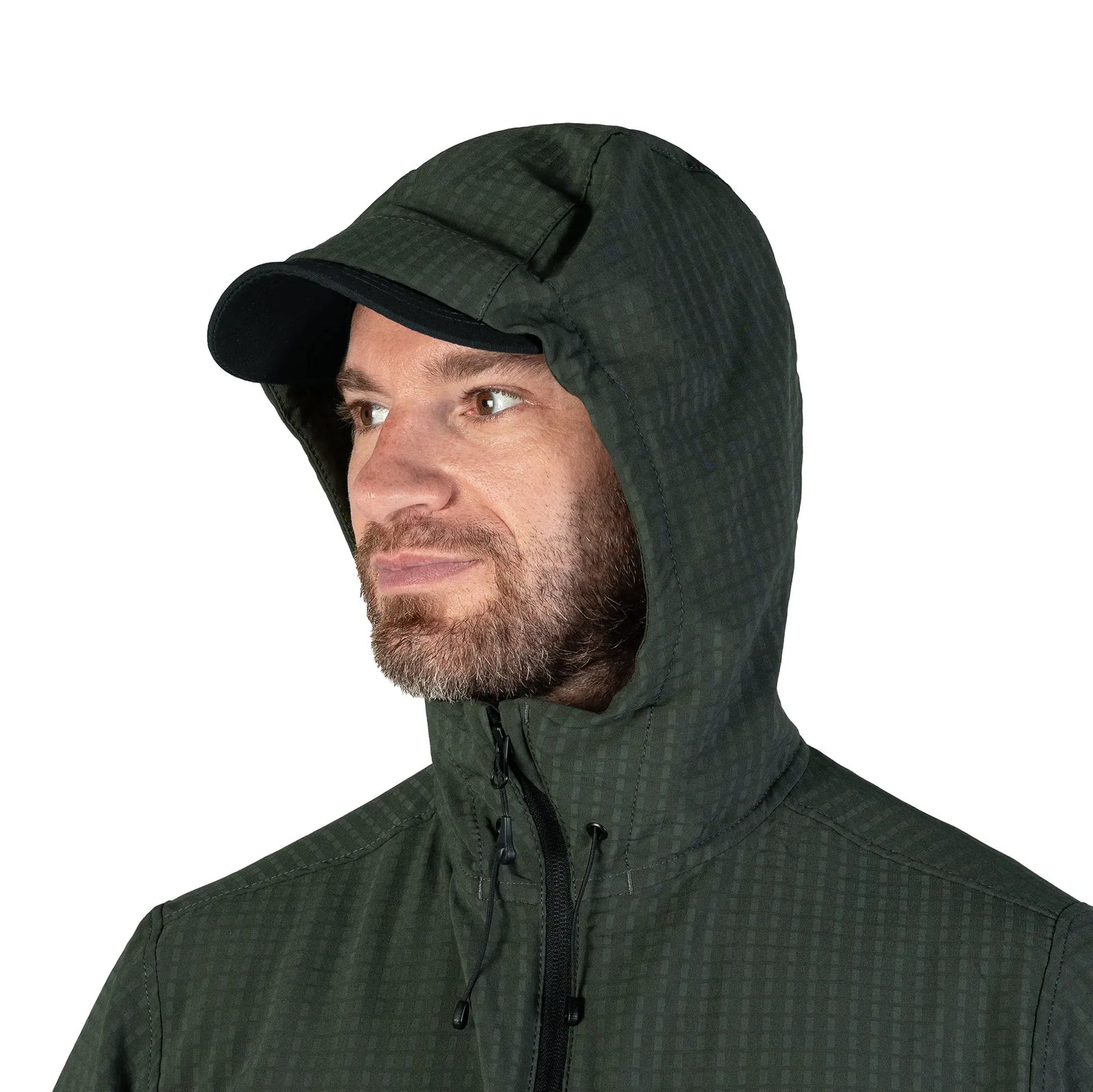 Lightweight Fleece Jacket TechGrid Hood Olive