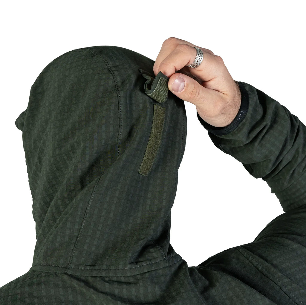 Lightweight Fleece Jacket TechGrid Hood Olive