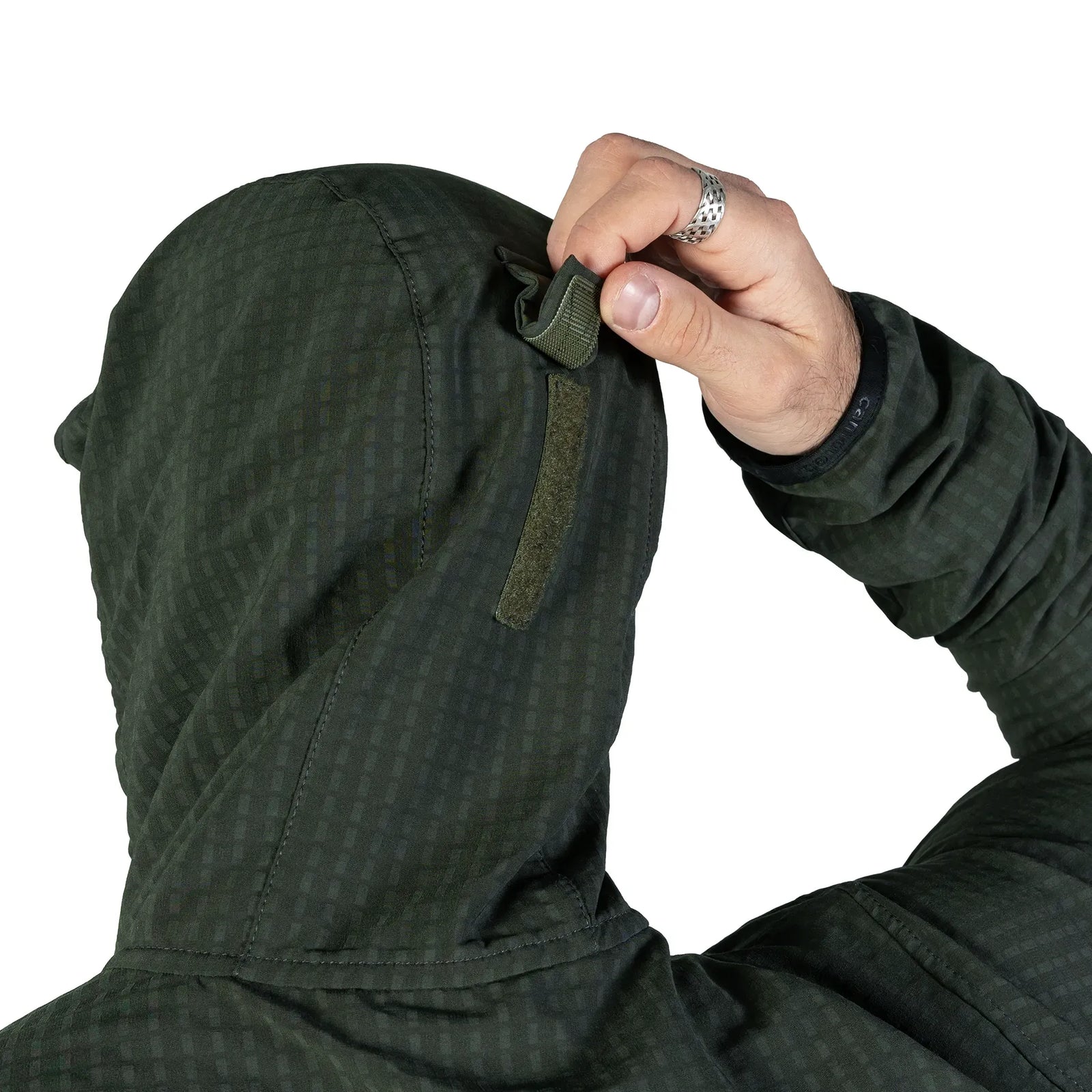 Lightweight Fleece Jacket TechGrid Hood Olive