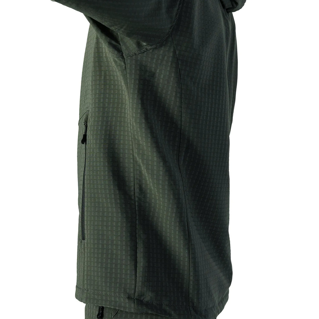 Lightweight Fleece Jacket TechGrid Hood Olive