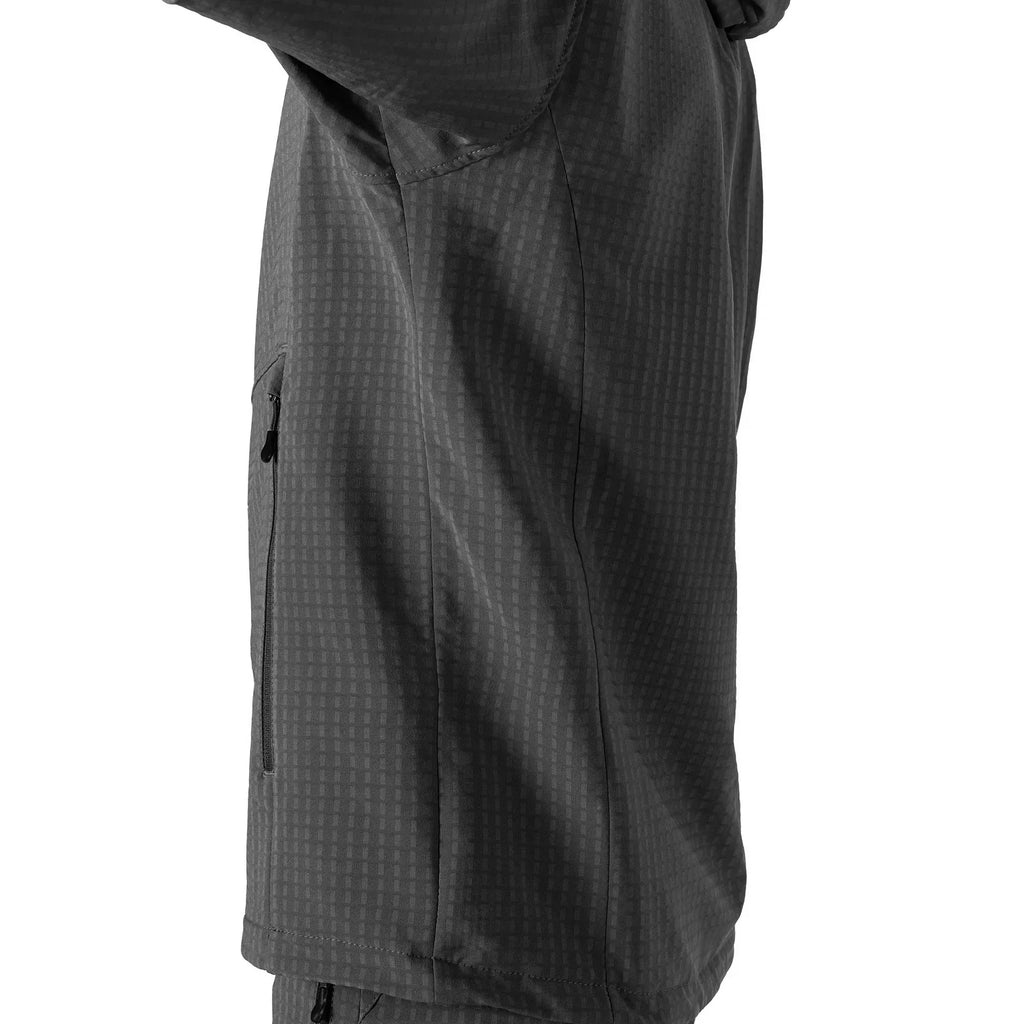 Lightweight TechGrid Hooded Fleece Jacket Black