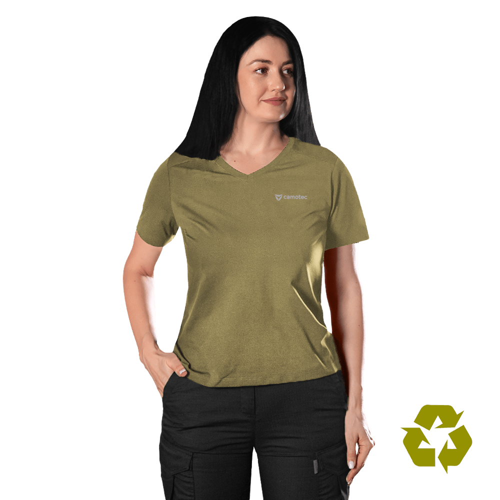 Pani Totem Logo V-neck Tan T-Shirt