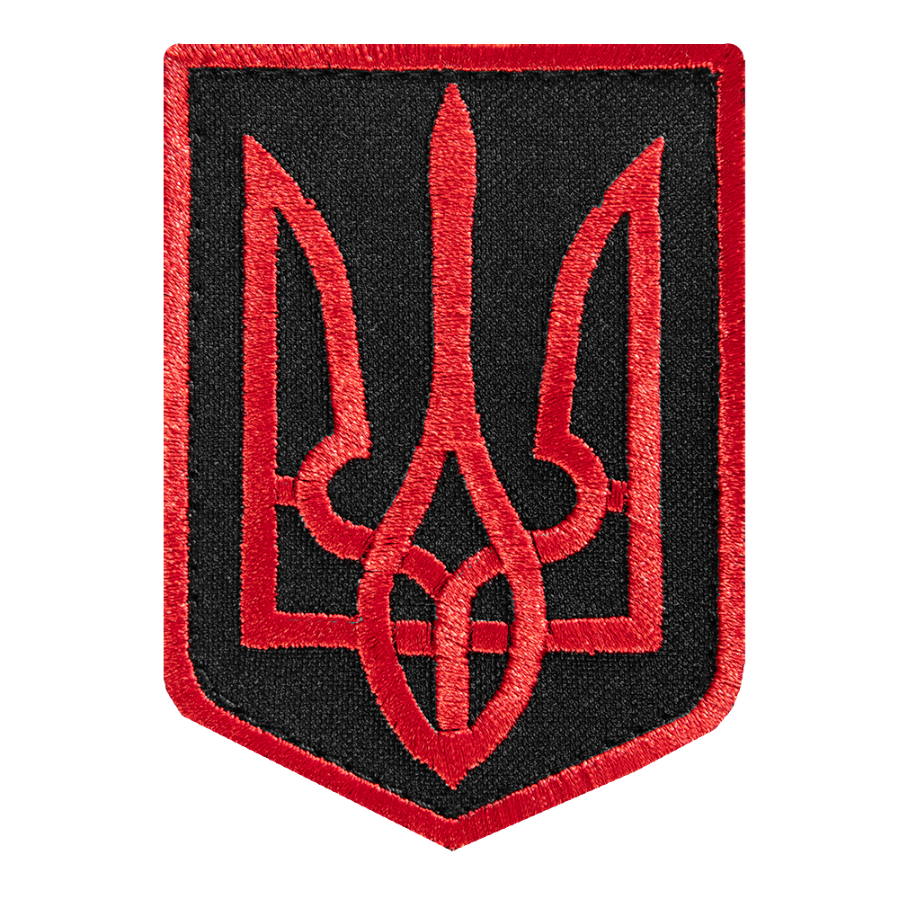 Patch Coat of Arms of Ukraine (6x8 cm) Black/Red
