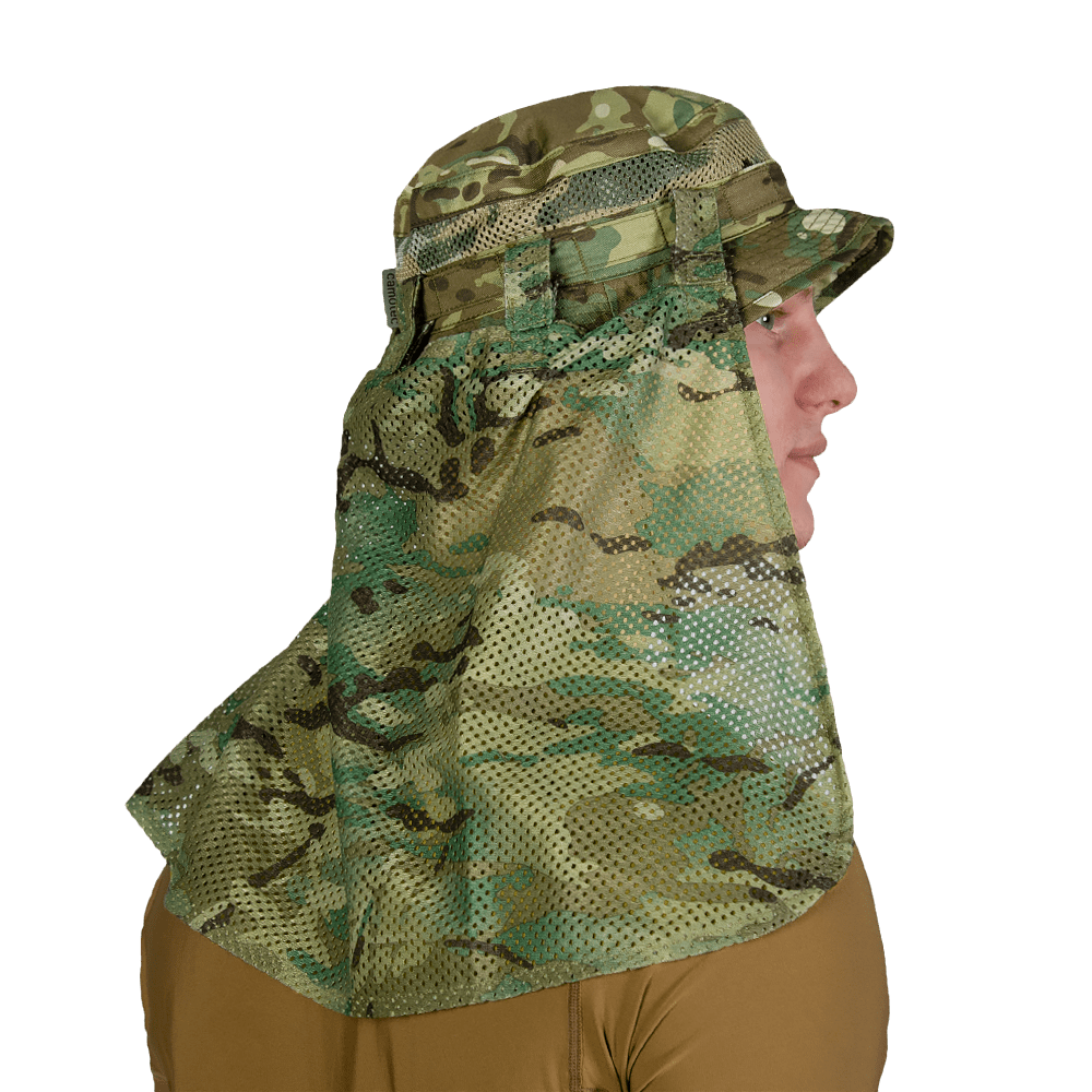 Neck protection for MC hats