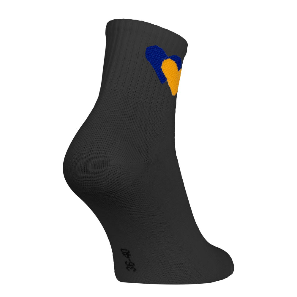Yellow-Blue Hearts Socks Black