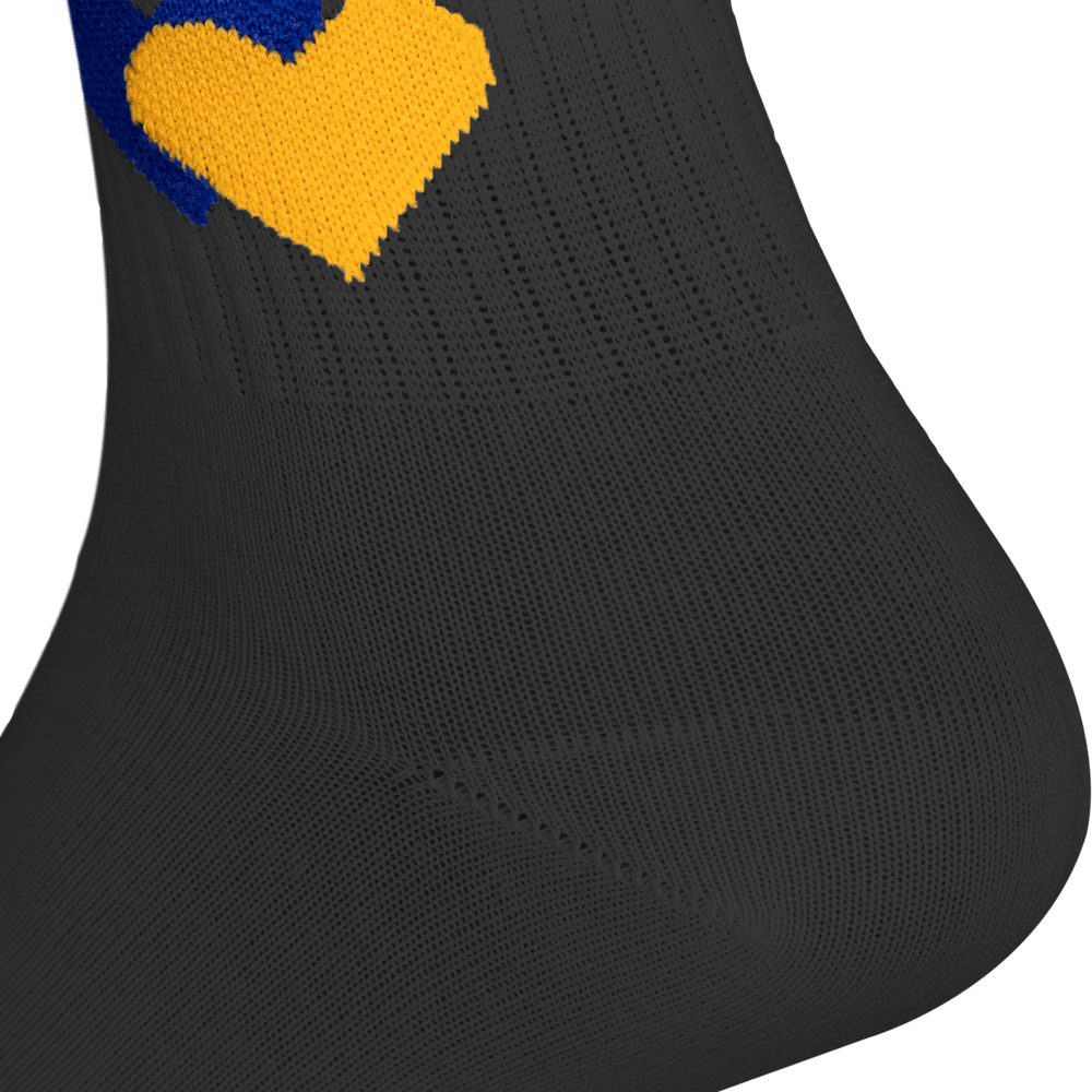 Yellow-Blue Hearts Socks Black