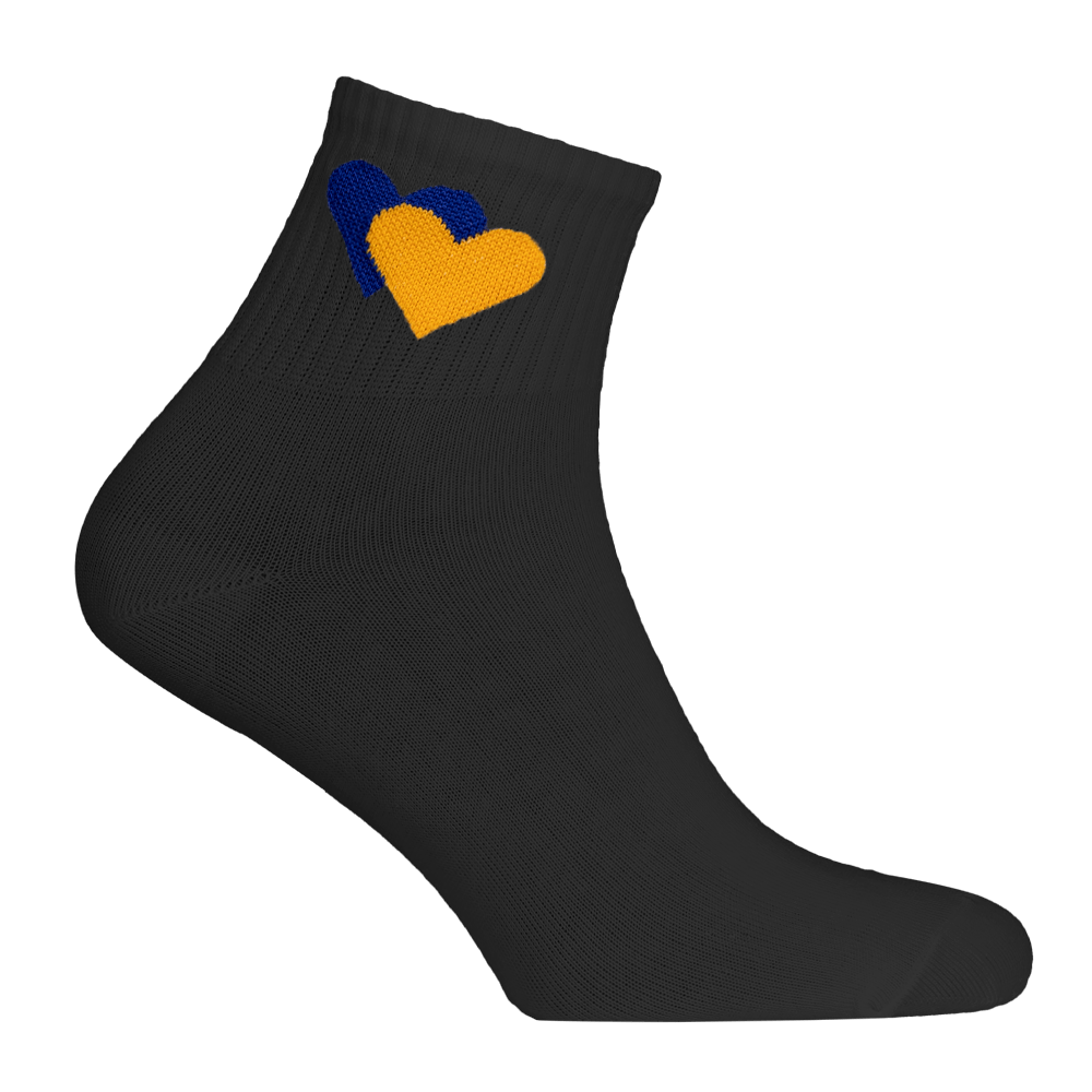 Yellow-Blue Hearts Socks Black