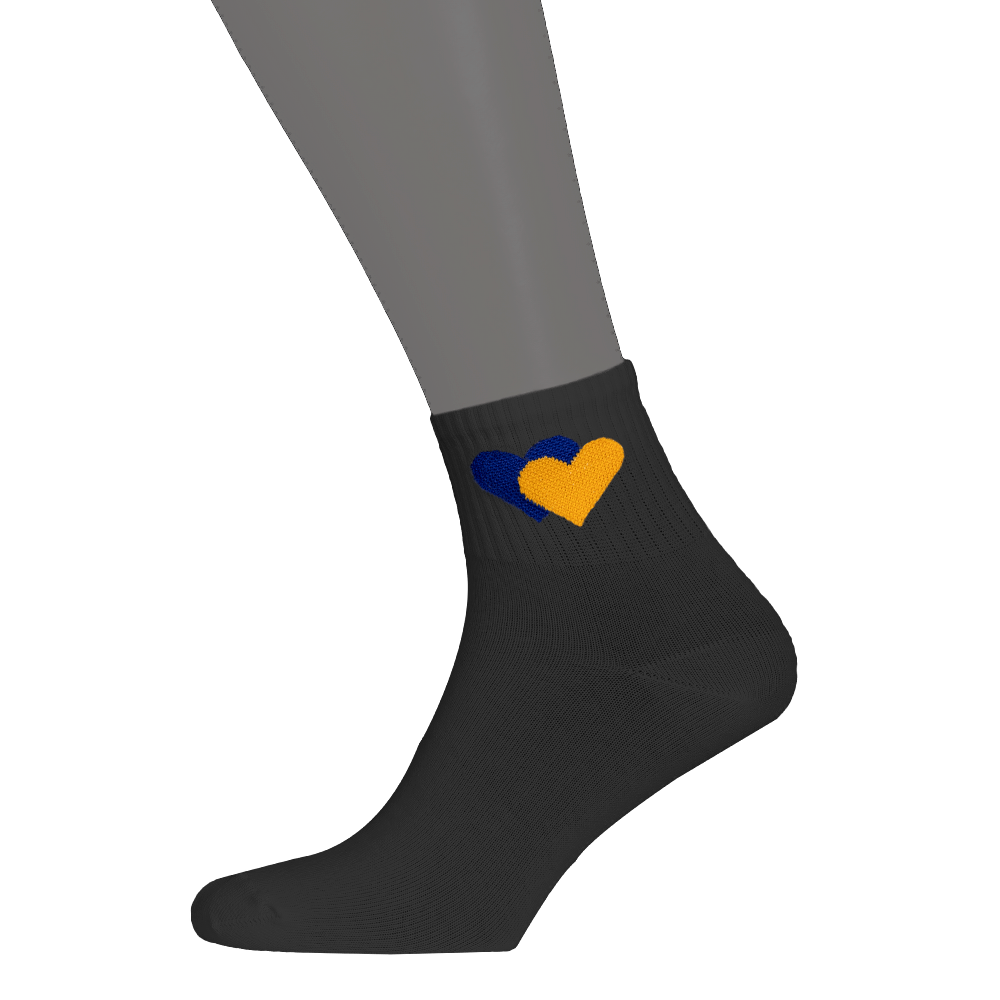 Yellow-Blue Hearts Socks Black