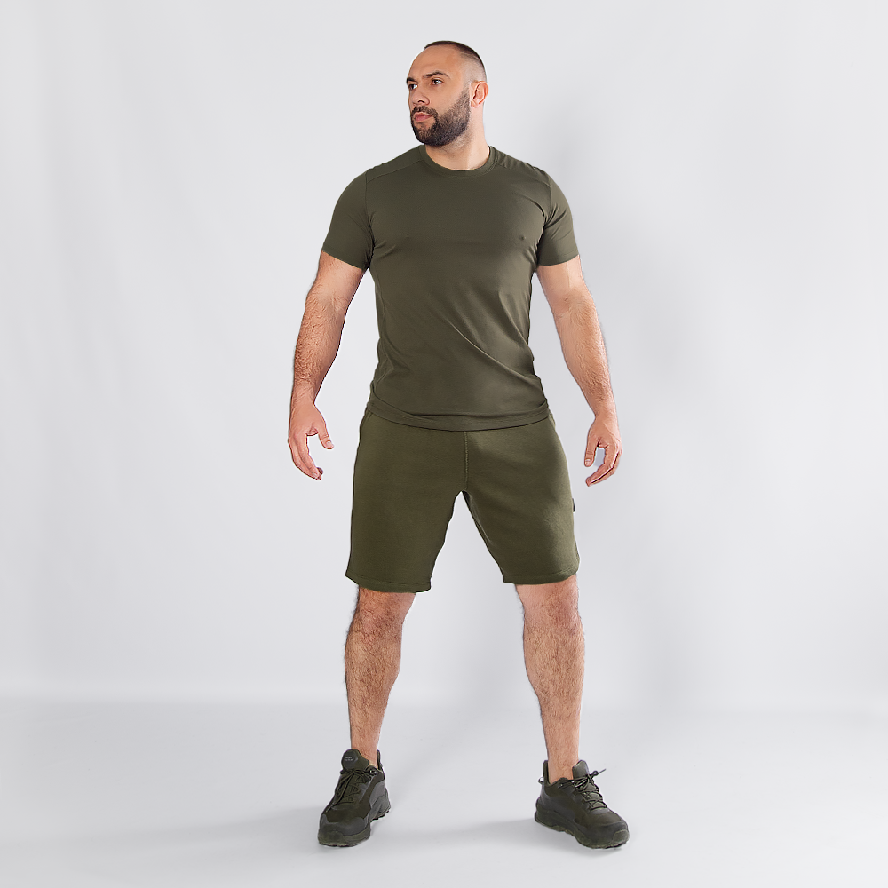 FitPro Cotton Dark Olive Shorts
